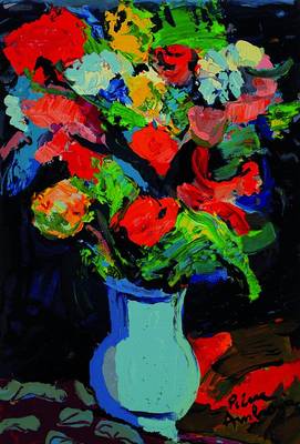 Ambrogiani, Pierre, 1907-1985, Bouquet, Farbholzstich auf Bütten, aus Les Heures Claires, um 1960, Druck Raymond Jacquet Paris, ca. 50x35cm