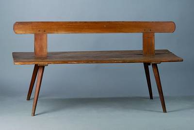 Doppelbank, um 1900, Eiche, seltenes Möbel, alt belassen, schwundrissig, Überholung empf., ca. 72x150x67 cm