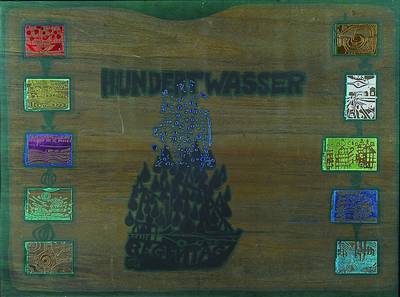 Hundertwasser, Friedensreich, 1928-2000, Holzkasette der "Regentagmappe", 20. Jh., orig. Holzkassette für 10 Portfolio Look at iton a ...