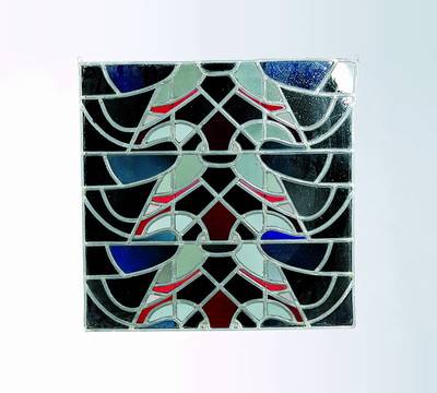 Vier Bleiglasfenster, deutsch, um 1900, zwei Fenster leicht beschädigt (ein kleines Fehlstück), jeweils ca. 62x62cm