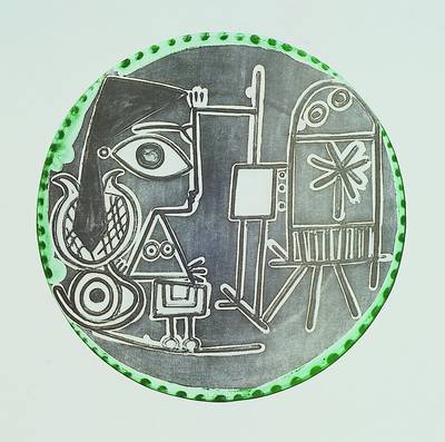 Pablo Picasso, 1881-1973, Offsetdruck nach einer Lithographie: Picasso at Pace, Ed. Columbus 1978, Bildmaß: 21,5x21,5 cm, Blattmaß: 26,5x26,5 cm