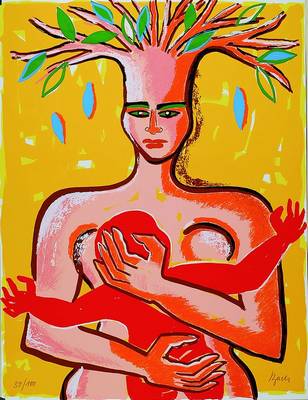 Elvira Bach, geb. 1951, aus der Columbus Mappe "In search of a new tomorrow", Artists United for Nature, Edition Domberger 1992, ...