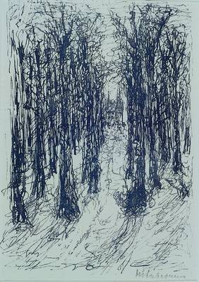 Max Liebermann, 1847 Berlin-1935, Einsamer Parkweg , Holzschnitt auf Japan- Papier, als Illustration für Goethes Der Mann von fünfzig Jahren, WVZ ...