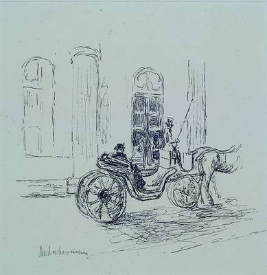 Max Liebermann, 1847 Berlin-1935, Die Abreise des Obermarschalls, Holzschnitt auf Japan-Papier, Illustration für Goethes Der Mann von fünfzig ...