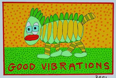 James Rizzi, 1950 New York -2011, Good vibration, Original Farblithographie von 2001 auf Bütten, Blattgrösse ca. 23x17cm, Motivgrösse ca. 15x10.5cm