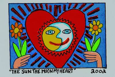 Rizzi, James, 1950 New York - 2011, The sun the moon my heart, Original Farblithographie von 2002 auf Bütten, Blattgrösse ca. 15x12cm, Motivgrösse ...