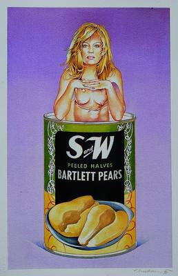 Ramos, Mel, geb. 1935, peeled halves Bartlett Pears, Farboffset, ca. 48x32cm