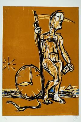 Lüpertz, Markus, geb. 1941, Zeitreise, Farbholzschnitt, handsigniert und num. 83/100, ca. 69x49cm