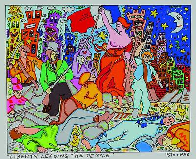 Rizzi, James, 1950-2011 New York, Liberty leading the people 1830+1998, Farblithografie , ca. 20x24cm