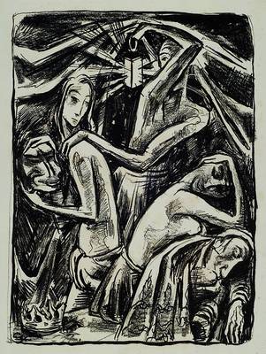 Hofer, Carl, 1878-1955, Lithographie, im Druck signiert, handsigniert,ca. 42x31cm, leicht fleckig