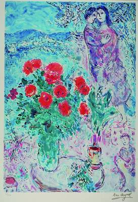 Chagall, Marc, 1887-1985, Farblithographie, Stempelsignatur, handnummeriert 79/250, ca. 74x50cm, unter Glas, Rahmen