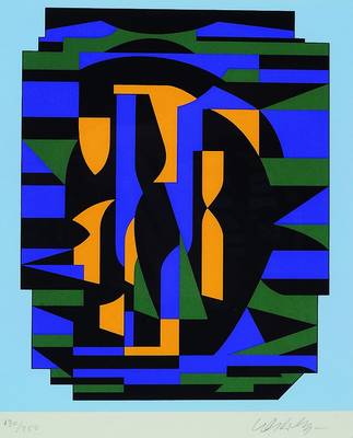 Vasarely, Viktor, 1908-1997, Farbserigraphienum. 130/250, re. u. signiert, 25.5 x 22 cm, unter Glas, Rahmen