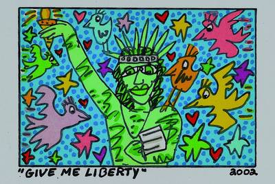 Rizzi, James, 1950 New York - 2011, Give me liberty, Original Farblithografie von 2002 auf Bütten, Blattgrösse ca. 14.5x12cm, Motivgrösse ca. ...