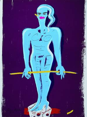 Elvira Bach, geb. 1951, Stehende, Farbserigraphie, handsigniert und bezeichnet E.A., ca. 76x58cm