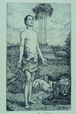 Hans Thoma, 1839 Bernau-1924 Karlsruhe, männlicher Halbakt in Waldlandschaft, Radierung, handsigniert und in der Platte datiert 1915, unter Glas ...