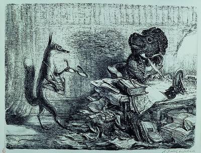 A.Paul Weber, 1883/93-1980, Litho, signiert, ca. 35 x 44 cm, unter Glas, Rahmen