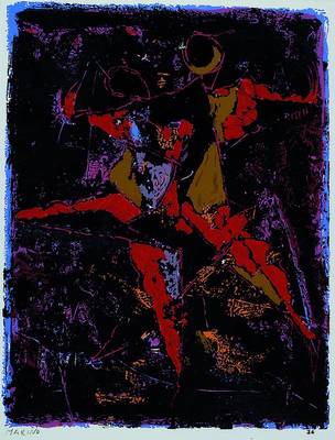 Marino Marini, 1901 - 1980, Tanzpaar, Replik aus der Werkausgabe 1968, in der Darstellung signiert, ca. 33.5x 25 cm unter Glas, Rahmen