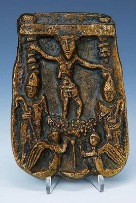 Hanns Fay, 1888 Frankenthal-1957 Neustadt, Christus in der Kelter, Bronzerelief, rückseitig signiert, ca. 11x18cm
