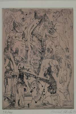 Bernhard Schultze, 1915-2005, Konvolut aus drei Radierungen: 1x num. 97/100, ca. 15x10.5cm; 1x 28x21cm; 1x betitelt Migof Dickicht, dat. 1970, num. ...