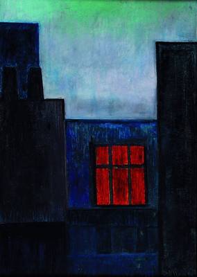 Pal Hansen, zeitgenössischer Künstler, abstrakte Komposition in Blau- und Grautönen, Pastell/Kreide, rechts unten signiert, unter Glas gerahmt, ...