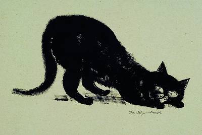 Josef Hegenbarth, 1884-1962, buckelnde Katze, Tuschzeichnung, signiert, ca. 13x21cm