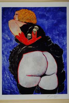 Prof. Ernst Fuchs,, geb. 1930 Wien, Die Kopfsammlerin, handsigniert, Giceleedruck,54,5 x 41 cm, gesamt: 61 x 46 cm