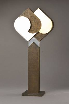 Zuschreibung: Roland Altmann, geb. 1925 Sprötau - 2012 Dortmund, Skulptur, Bronze/Messing/Kunststoff, auf Sockel, unsigniert, H. ca. 51/72 cm, ...
