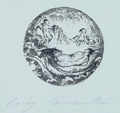 Lovis Corinth, 1885-1925, Venus mit Putti, Lithographie, handsigniert, Passepartout, unter Glas gerahmt, ca. 19x19cm