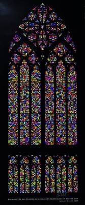 Gerhard Richter, geb. 1932, Entwurf für das Fenster des südlichen Querhauses im Kölner Dom, Farboffset von 2007, rechts unten mit Silberstift ...