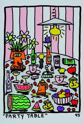 James Rizzi, 1950 - 2011, Party table, Original Farblithografie von 1995 auf Bütten, Blattgröße 28,5x23 cm, Motivgröße 21x14,5 cm