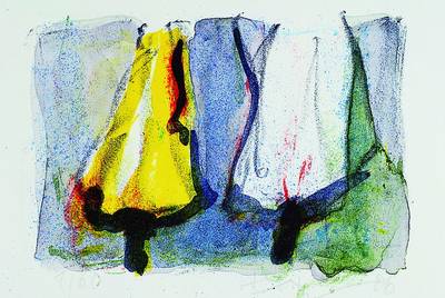 Klaus Fussmann, geb. 1938, Tulpen weiß gelb,Farblithografie von 2006, Nr. 1/60, rechts unten signiert und datiert, Blattgröße 15x20 cm, ...