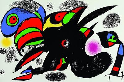 Joan Miro, 1893 Barcelona-1983 Palma de Mallorca, zwei Farblithographien aus XXe siecle, 1x ca. 23,5x30,5 cm, 1x L´extreme origine, Doppelseite mit ...