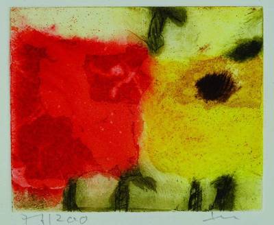 Fussmann, Klaus, geb. 1938 Velbert, rot gelbe Rosen, Radierung, signiert und nummeriert 73/200, ca. 15.5x14cm