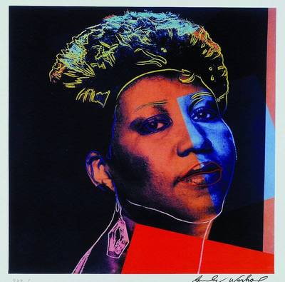 Andy Warhol, 1928-1987, Aretha Franklin, Farbsiebdruck, handsigniert, nummeriert 472/2400, Motivgrösse ca. 23x23cm, Blattgrösseca. 30x42cm