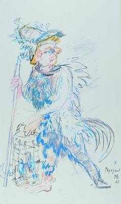Oskar Kokoschka, 1886-1980, Papageno, Offsetdruck, handsigniert, ca. 68x41,5 cm, unter Glas gerahmt