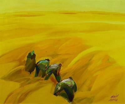 Daniel Merino, geb. 1941, Bei der Ernte, Öl/Lwd, rechts unten signiert, rückseitig betitelt Segadores, ca. 50x60cm, Rahmen