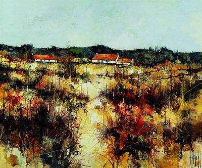Aldo Paolucci, 1941-2002, Landschaft in der Bretagne, Öl/Lwd, signiert, ca. 50x60cm, Rahmen