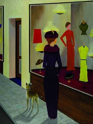 G. Diepeveen, Dame vor Modeboutique, Öl/Lwd, rechts unten sign. , 80x60 cm, R.