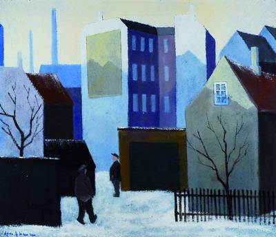 A.A. Hansen, Morgenstimmung in der Stadt, Öl/Lwd, links unten signiert, kleinere Farbfehlstellen, ca. 60x70cm, Rahmen