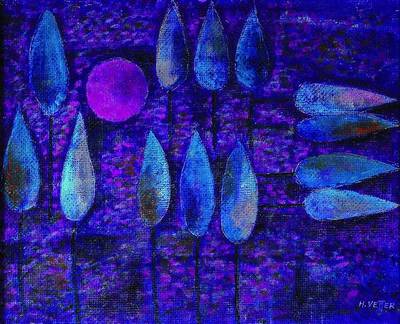 Helmut Vetter, 1923 Aschaffenburg-2009 Eichsel, Mond und Bäume, Öl/Malkarton, rechts unten signiert, ca. 32x40cm, Rahmen