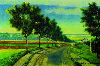 Otto von Pidoll zu Quintenbach, 1908-1982 Lonsheim, Landschaft mit Allee, Öl/Lwd, rechts unten signiert, ca. 40x60cm, Rahmen