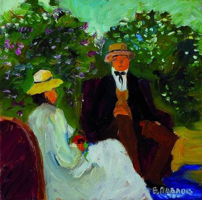 Boris Pavlov, 1928-2005, Im Garten des Freundes in Point Aven, Öl/Malkarton, 1978, rechts unten signiert, ca. 20x20cm