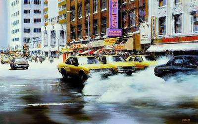 Luigi Rocca, geb. 1952 Porpetto bei Udine, Szene aus New York, Acryl/Lwd, rechts unten signiert, ca.50x80cm, Rahmen