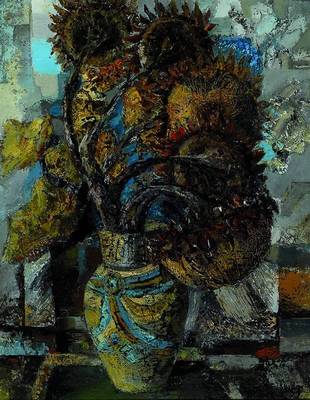 Miriam Cojocaru, geb. 1945 Rumänien, lebt und arbeitet in Israel, hier: Stillleben mit Sonnenblumen, Öl/Malkarton, rechts unten signiert, ca. ...