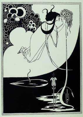 Aubrey Beardsley, 1872- 1898, Darstellung des Narziss, Buchdruck im Jugendstil, ca. 69,5x49,5 cm, unter Glas gerahmt
