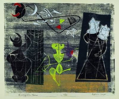 Rolf Müller-Landau, 1903-1956 Bad Bergzabern, Die geängsteten Nonnen, Farbholzschnitt auf Japanpapier, rechts unten handsigniert, 7/23, ca. 43x51 ...