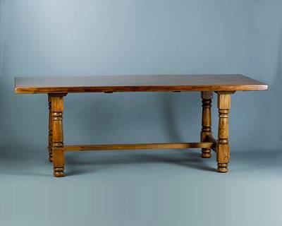 Refektoriumstisch, nach dem Vorbild des 16. Jh., Eiche massiv, Beine gedrechselt, rest., l. Gebr.-Sp., ca. 77x210x99 cm