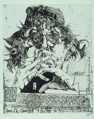 Horst Janssen, 1929-1995, Don Quijote, Radierung, 71/300, rechts unten handsign. und dat. 80, ca. 60,5x50 cm