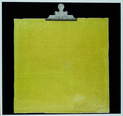 Joseph Beuys, 1921-1986, Phosphor Schlitten, Farboffset, handsigniert, ca. 63x55 cm, unter Glas, Rahmen
