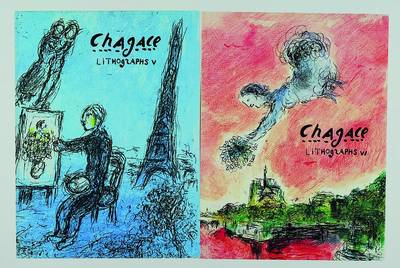 Marc Chagall, 1887-1985, 2 Farblithographienje ca. 39x26 cm, unter Glas, Rahmen